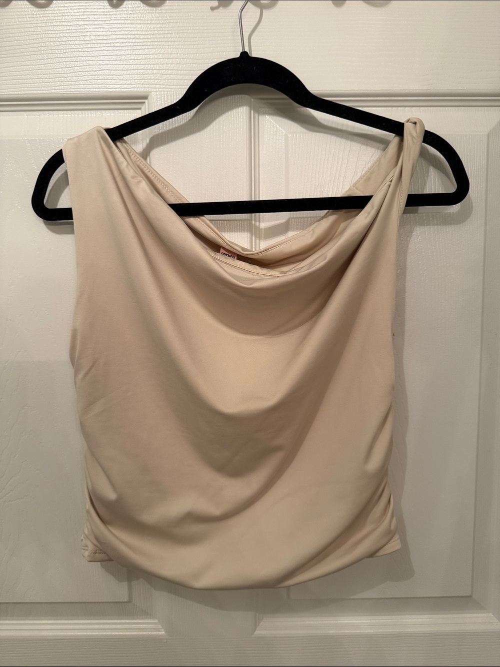 Women's Cream Cowl Neck Sleeveless Top - Brand Not Visible